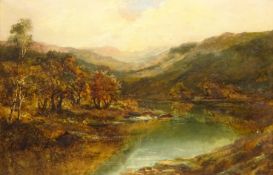 Rural Mountainous Landscape with River 19th/20th century oil on canvas unsigned 50cm x 75cm in gilt