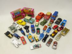 Collection of die cast toys, cars tanks including Dinky,