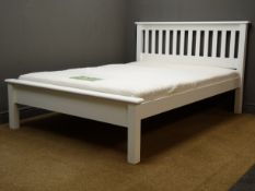 Paul Maxfield solid pine 4' 6" double bed, white painted finish (W150cm, H102cm, L205cm),