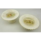 Pair 19th century Wedgwood compote's, printed in the Card Motto Series,
