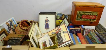 Vintage Osmond & Son Ltd medicine chest, fashion prints, vintage jigsaw, dolls house furniture,