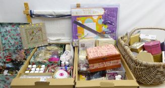 Quantity of haberdashery including trimmings, needlework kits, cottons, Pinking Sears,