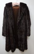 Vintage dark brown mink fur coat, three quarter length, retailed by Wadsworth,