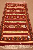 Moroccan Kelim red ground rug, 193cm x 104cm Condition Report <a href='//www.