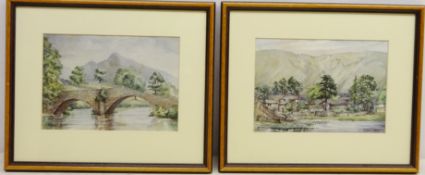 'Watendlath' and 'Grisedale Pike and the River Greta', two watercolours signed by Frances E.
