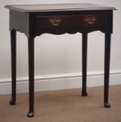 18th century style oak lowboy, moulded rectangular top above single drawer, cabriole supports,
