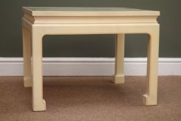 Ivory finish coffee table with pale rose detailing, square supports, W61cm, H46cm,