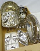 Collection of silver-plate including a Selfridges Marlborough Plate coffee pot, sauce boat on stand,
