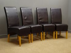 Set four high back leather upholstered chairs Condition Report <a href='//www.