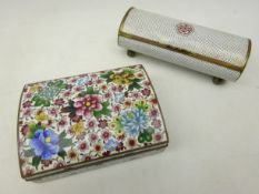 Chinese Cloisonne box, the hinge cover decorated with Chrysanthemums and other flowers,