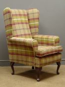 Wing back armchair upholstered in a checkered fabric Condition Report <a