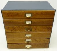 Late 20th century oak and painted six drawer filing cabinet, W41cm, H39cm,