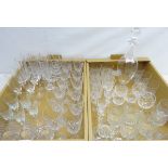 Dartington clear glass decanter, set of twelve cut glass drinking glasses, tumblers,