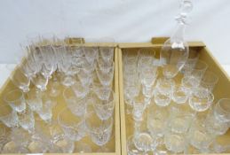 Dartington clear glass decanter, set of twelve cut glass drinking glasses, tumblers,
