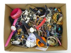 Box of Costume Jewellery and watches including; bracelets, necklaces, earrings, pulsar, Sekonda etc,