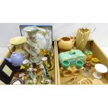 Group of Art Deco ceramics including a Beswick biscuit jar & cover, Sylvac posy holder, vases,