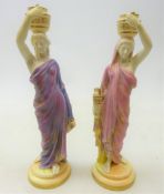 Pair of early 20th century Royal Worcester figures modelled as two female water carriers no.