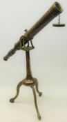 Brass Telescope on tripod stand, W62cm telescope,