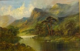 Mountainous River Landscape, oil on canvas by signed W. Richards aka Francis E.