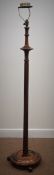 Early 20th century walnut standard lamp, turned and fluted column,