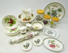 Portmeirion tableware comprising Botanic Garden plates, storage jars etc, Strawberry Fair jug,