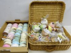 Shop Stock - collection of sweet shaped sponges in original packaging with gift tags in wicker