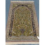 Persian beige ground rug, urn and floral field, repeating border,