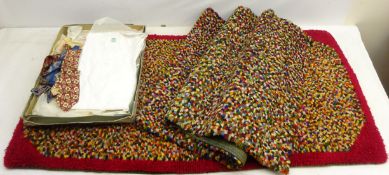 Vintage shirts and collars by Van Heusen & Cotella and two unused 1950's rag / snip rugs,