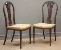 Pair early 20th century Hepplewhite style bedroom chairs, with ribbon and husk carved arched top
