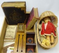 Walnut desk top watch box, pair Art Deco oak bookends,
