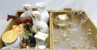 Beswick matt horse, pair Staffordshire dogs, pair Beswick Beagles, Culinary Concepts bottle stand,