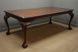 Chippendale style mahogany dining table, rectangular gadroon moulded top,