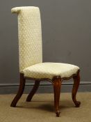 Early 20th century Pre-dieu chair, upholstered back and seat,