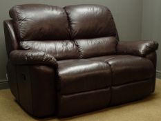 La-z-boy two seat manual reclining sofa upholstered in chocolate brown leather,