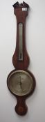 George lll mahogany wheel barometer, inlaid with shells and flower heads,