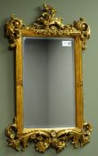 Ornate gilt wall mirror, acanthus leaf and scroll decorated frame, bevelled glass,