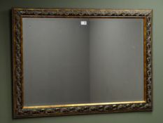 Rectangular bevel edge mirror, floral moulded frame, W105cm,