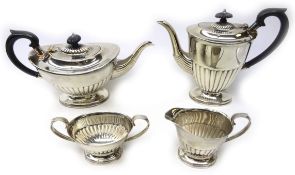 Silver four piece tea set by E H Parkin & Co, Sheffield 1977,