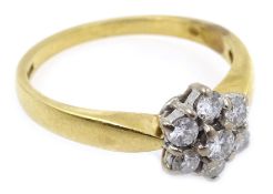 Gold diamond cluster ring, hallmarked 18ct Condition Report Approx 4.