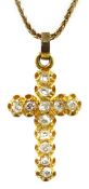 Victorian 18ct gold (tested) diamond cross pendant necklace,
