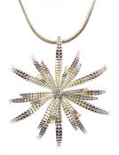 Silver tremblant flowerhead pendant necklace,