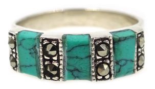 Silver turquoise and marcasite ring,