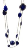 Silver lapis lazuli bead necklace, stamped 925 Condition Report <a href='//www.