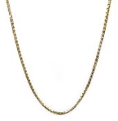 Gold box link chain necklace, hallmarked 9ct, approx 8.