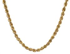 Gold rope twist chain necklace, hallmarked 9ct, approx 7.