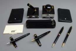 Writing Instruments - Montblanc Meisterstuck set of four; two '14k' gold nib fountain pens,
