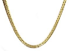 Gold flattened curb link necklace, hallmarked 9ct, approx 13.