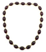 9ct gold polished oval garnet link necklace, hallmarked Condition Report Approx 43.