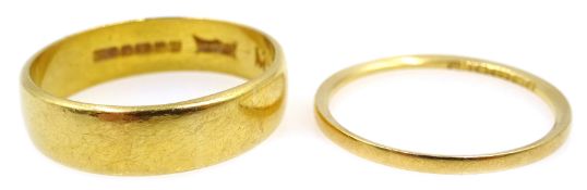 Two 22ct gold wedding bands, hallmarked, approx 6.