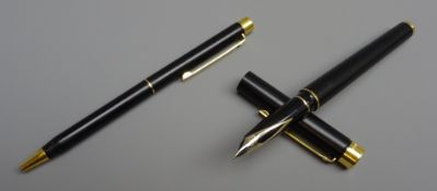 Writing Instruments - Sheaffer Targa fountain pen with '14K' gold nib and a matching ballpoint pen,